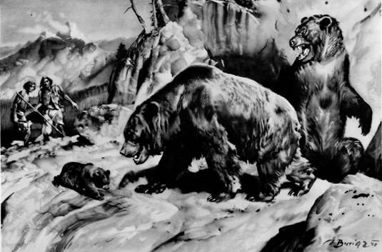 Охота на пещерного медведя. Худ. З. Буриан