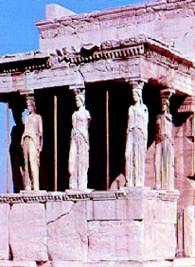 Портик кариатид, поддерживающих архитрав храма Эрехтейон. 421—406 гг. до н. э.