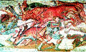 Мозаика из Тускула с изображением сражения гладиаторов (III в. н. э.)