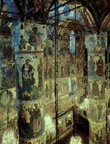 Успенский собор Московского Кремля. Интерьер с позднейшей росписью